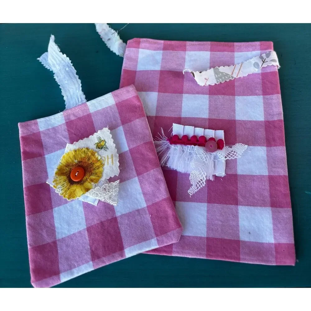 Handmade Gingham Gift Bag Set: Gift Wrapping Supplies